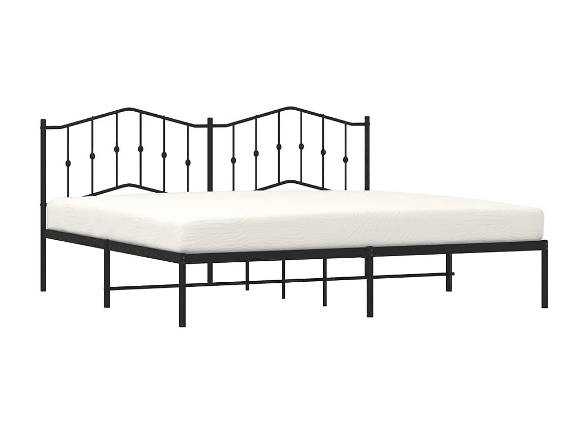 Lit-193x203 cm métal avec tête de lit noir EGGB94216