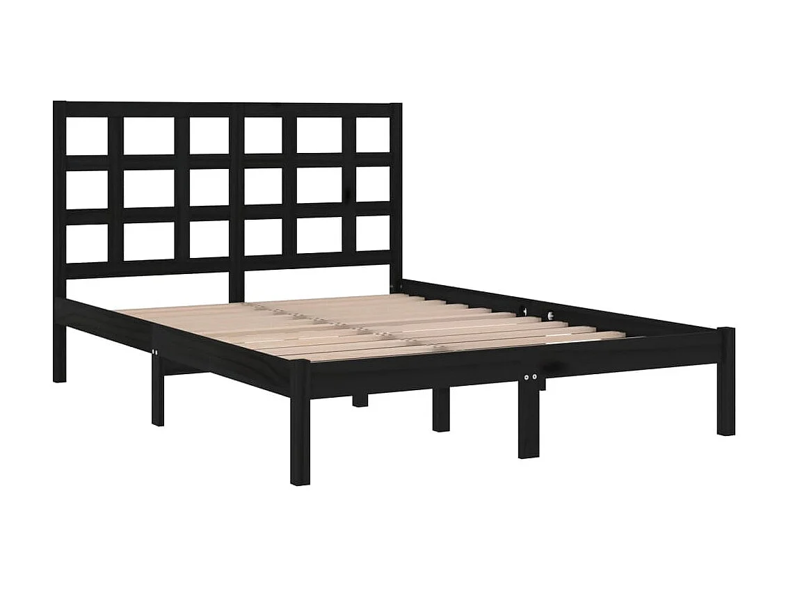 Lit-140x190 cm Noir Bois massif EGGB84525
