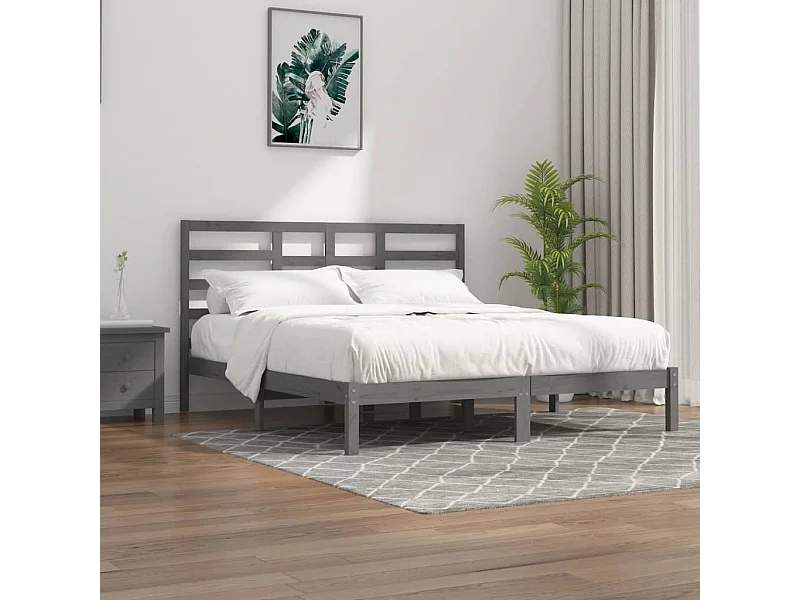 Cama 200x200 cm madeira maciça cinzento PT946655