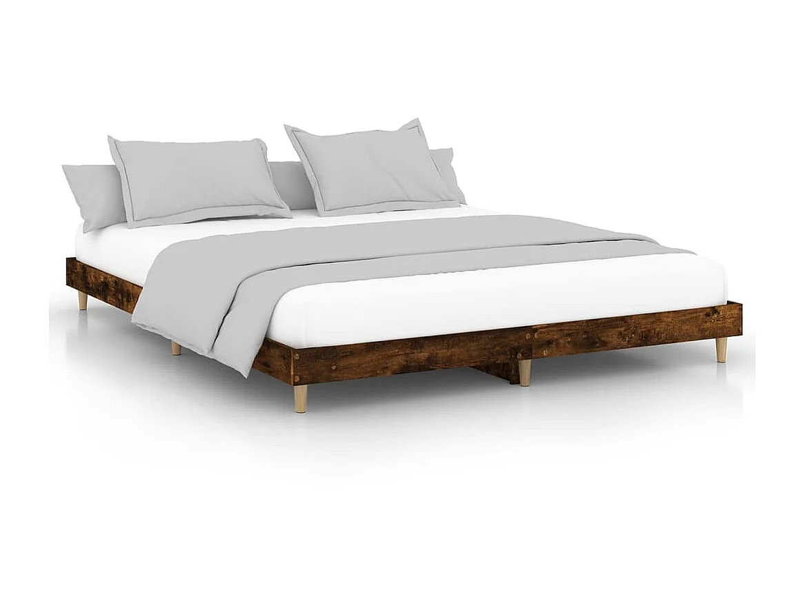 Cama 200x200 cm madera de ingeniería roble ahumado ES42615