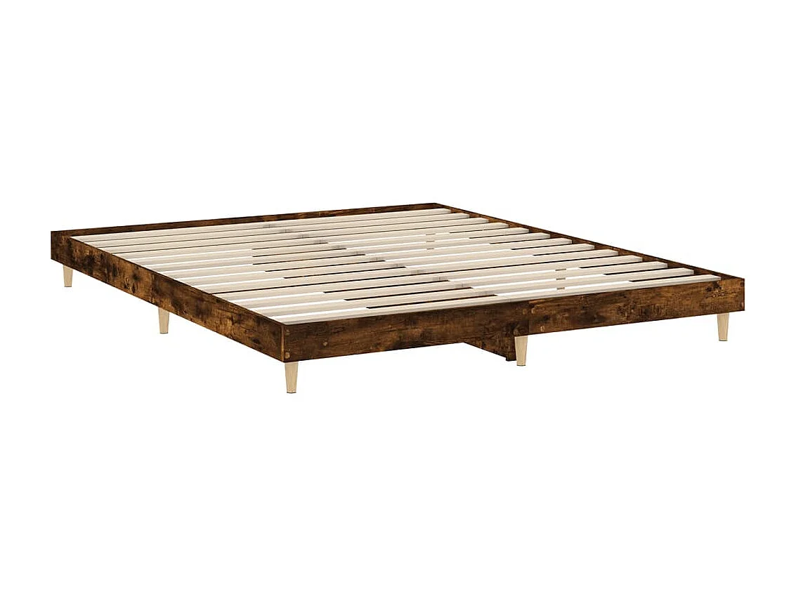 Cama 200x200 cm madera de ingeniería roble ahumado ES42615