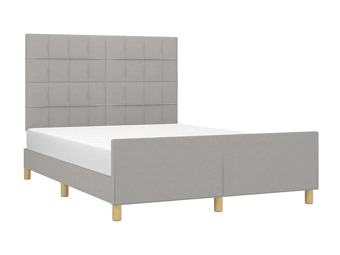Cama 140x200 cm con cabecero de tela gris claro ES20093