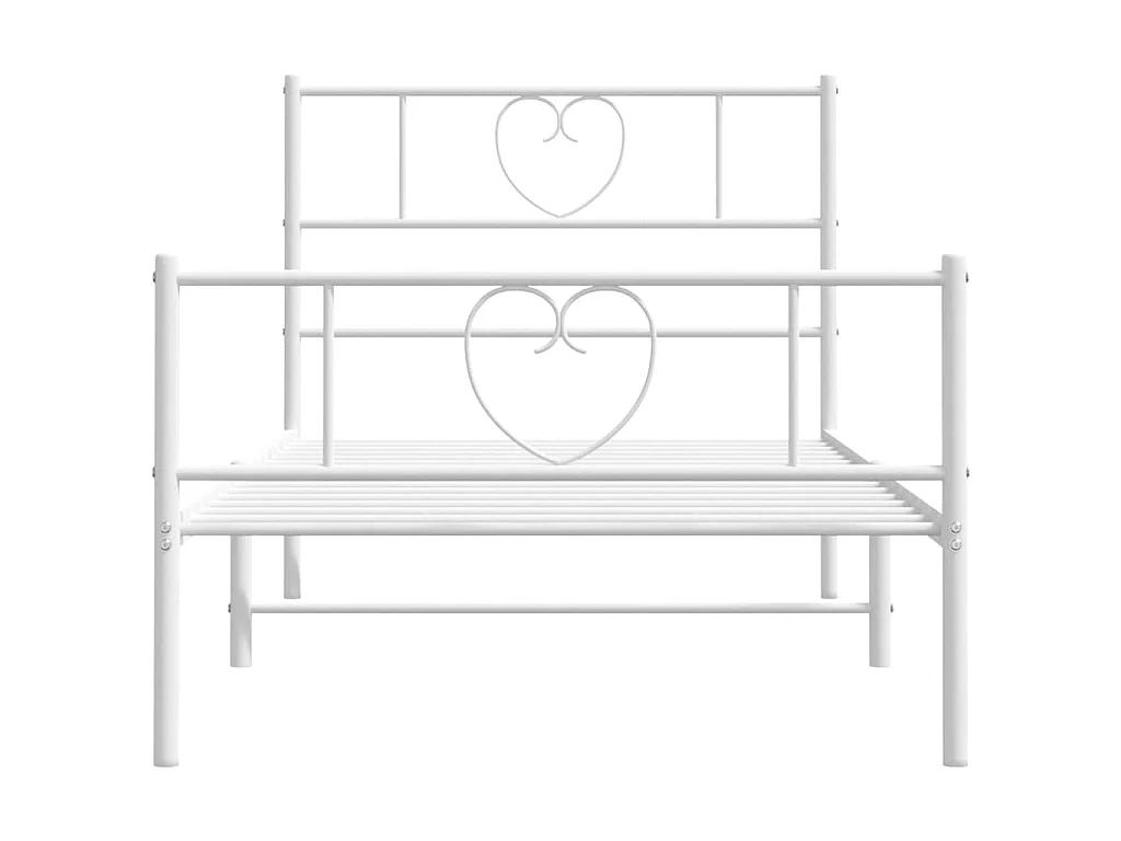 Lit-80x200 cm métal avec tête de lit/pied de lit blanc EGGB94383