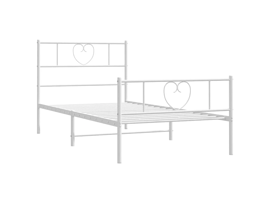 Lit-80x200 cm métal avec tête de lit/pied de lit blanc EGGB94383