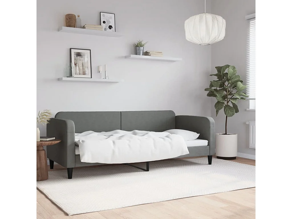 Lit-80x200 cm de repos gris foncé tissu EGGB39079