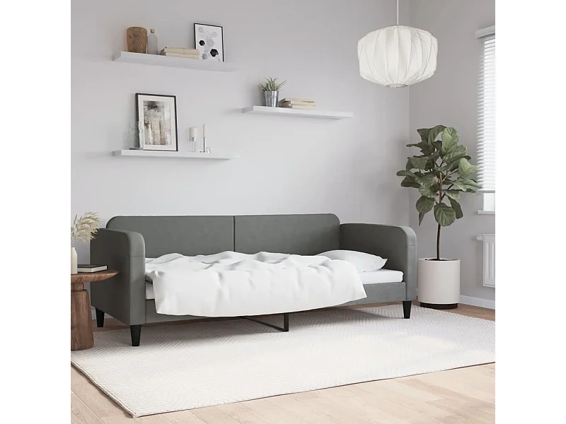 Lit-80x200 cm de repos gris foncé tissu EGGB39079