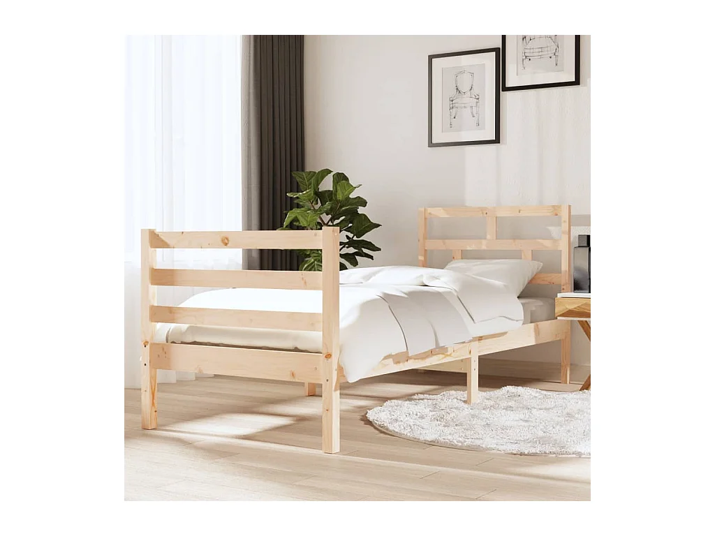Lit-75x190 cm Bois massif Petit simple EGGB81594
