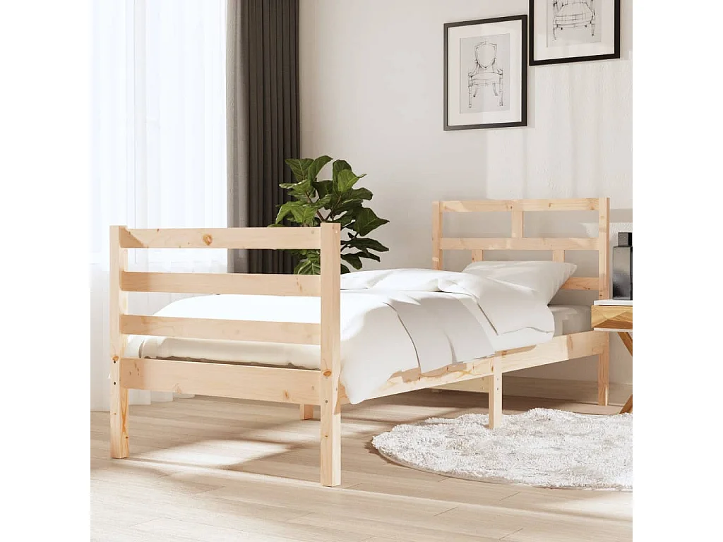 Lit-75x190 cm Bois massif Petit simple EGGB81594