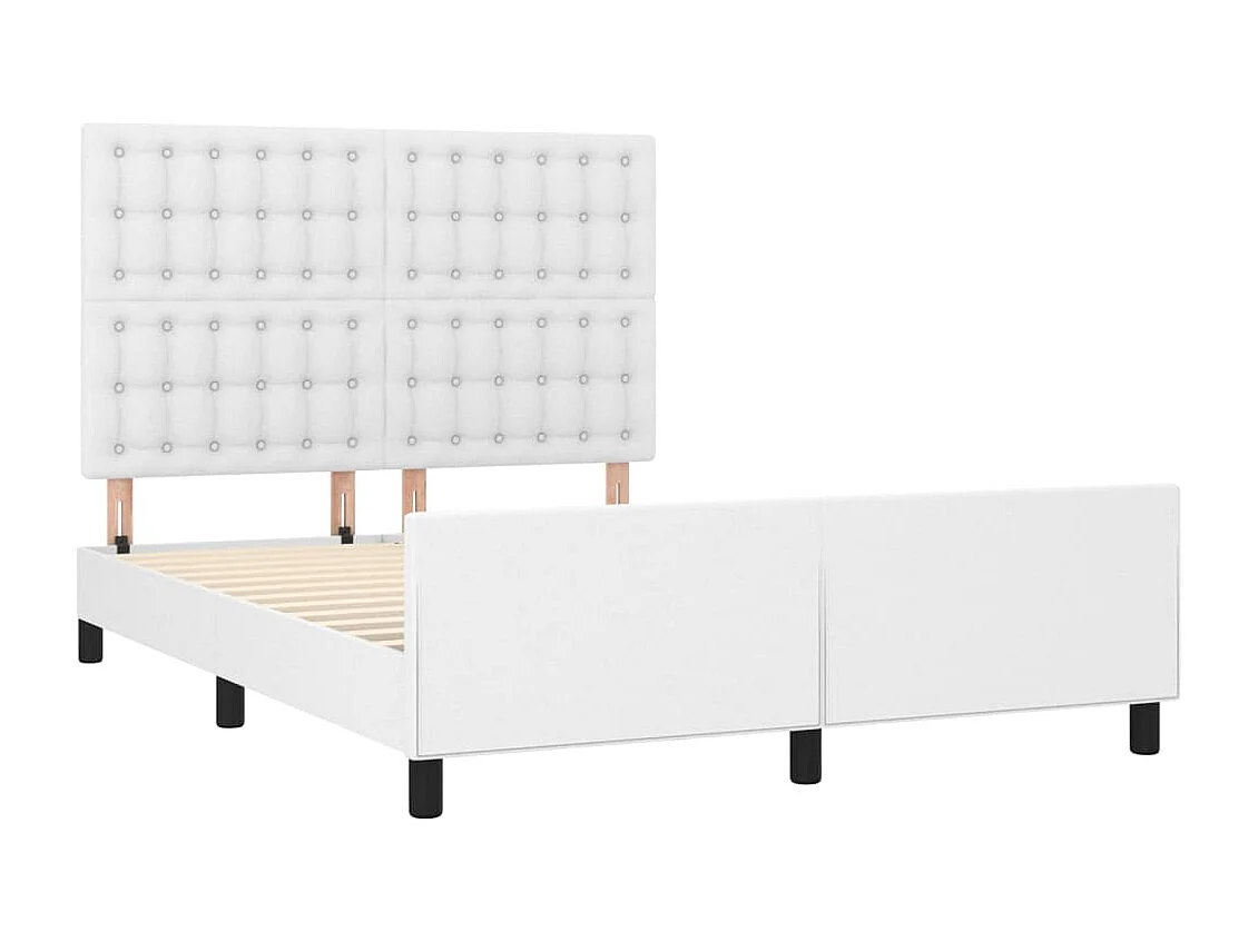 Lit-140x200 cm avec tête de lit Blanc Similicuir EGGB85330