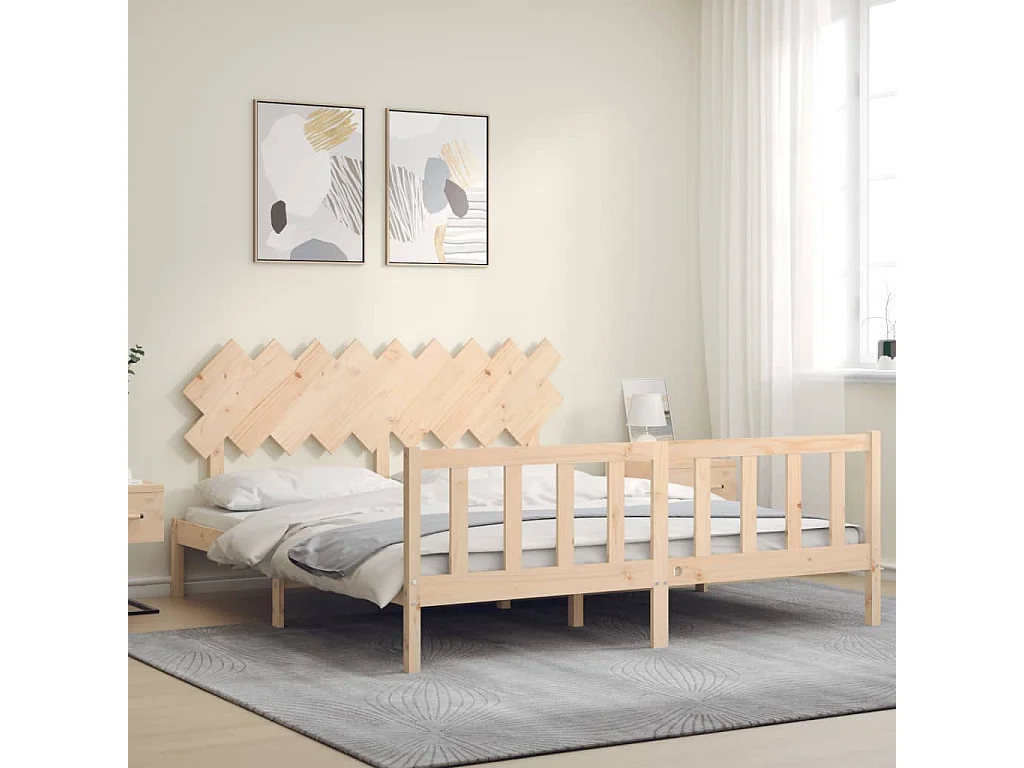 Lit-180x200 cm avec tête de lit Super King bois massif EGGB72601