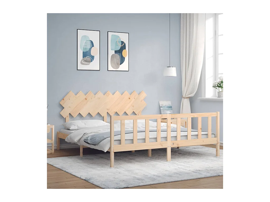 Lit-180x200 cm avec tête de lit Super King bois massif EGGB72601