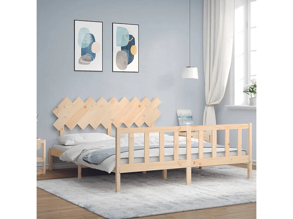 Lit-180x200 cm avec tête de lit Super King bois massif EGGB72601