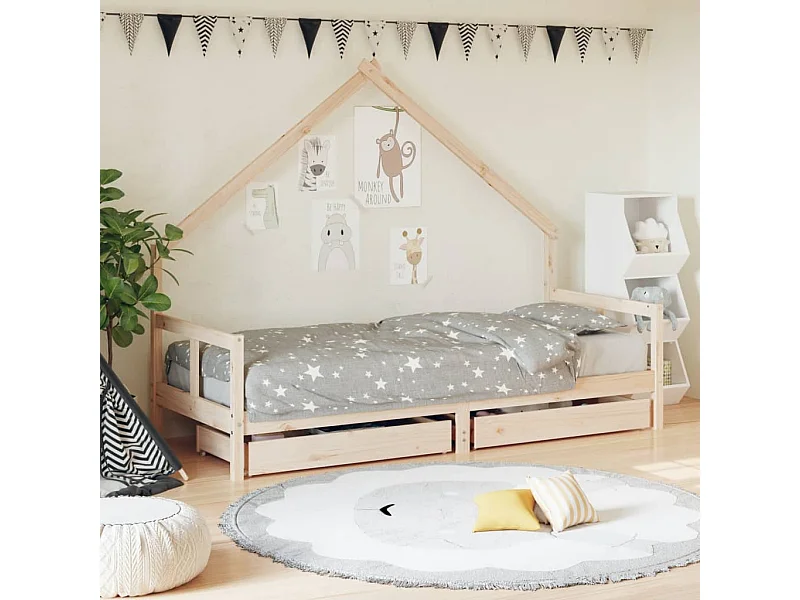Lit-80x200 cm pour enfants gris bois de pin massif EGGB54514
