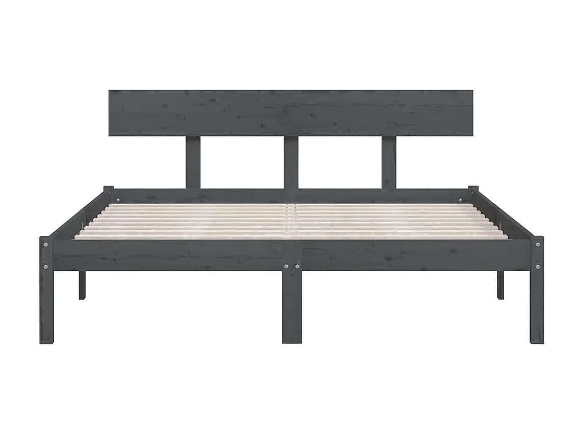 Lit-200x200 cm Gris Bois de pin massif EGGB28145
