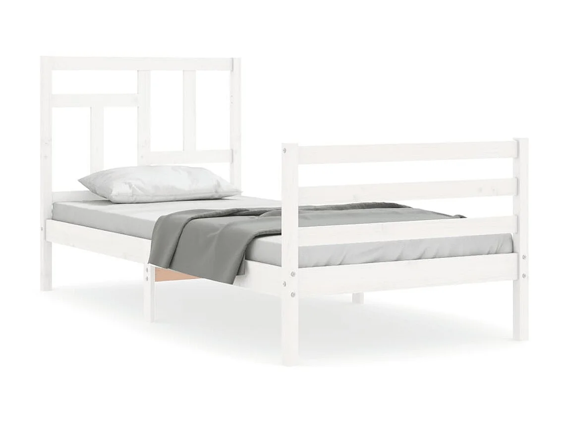 Bedframe met hoofdbord massief hout wit 90x200 cm NL24227