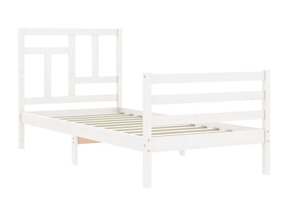 Bedframe met hoofdbord massief hout wit 90x200 cm NL24227