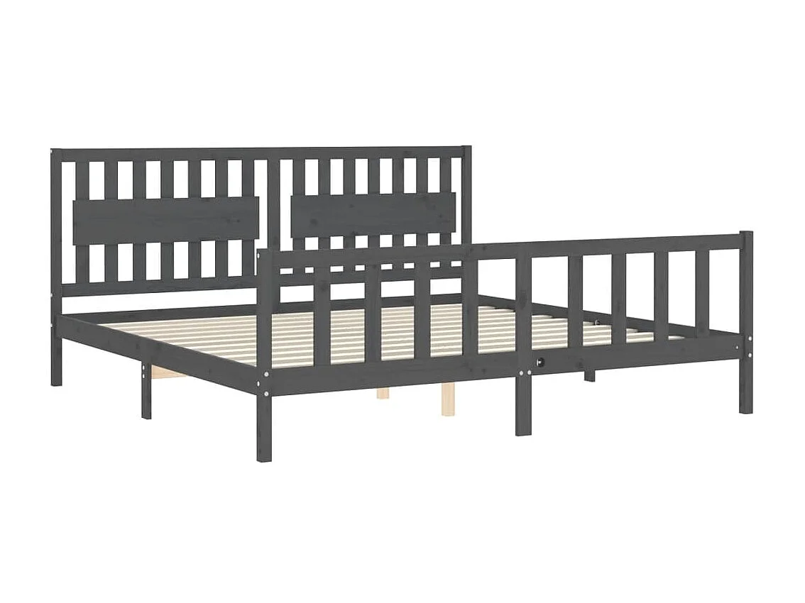 Lit-200x200 cm avec tête de lit gris bois massif EGGB96791