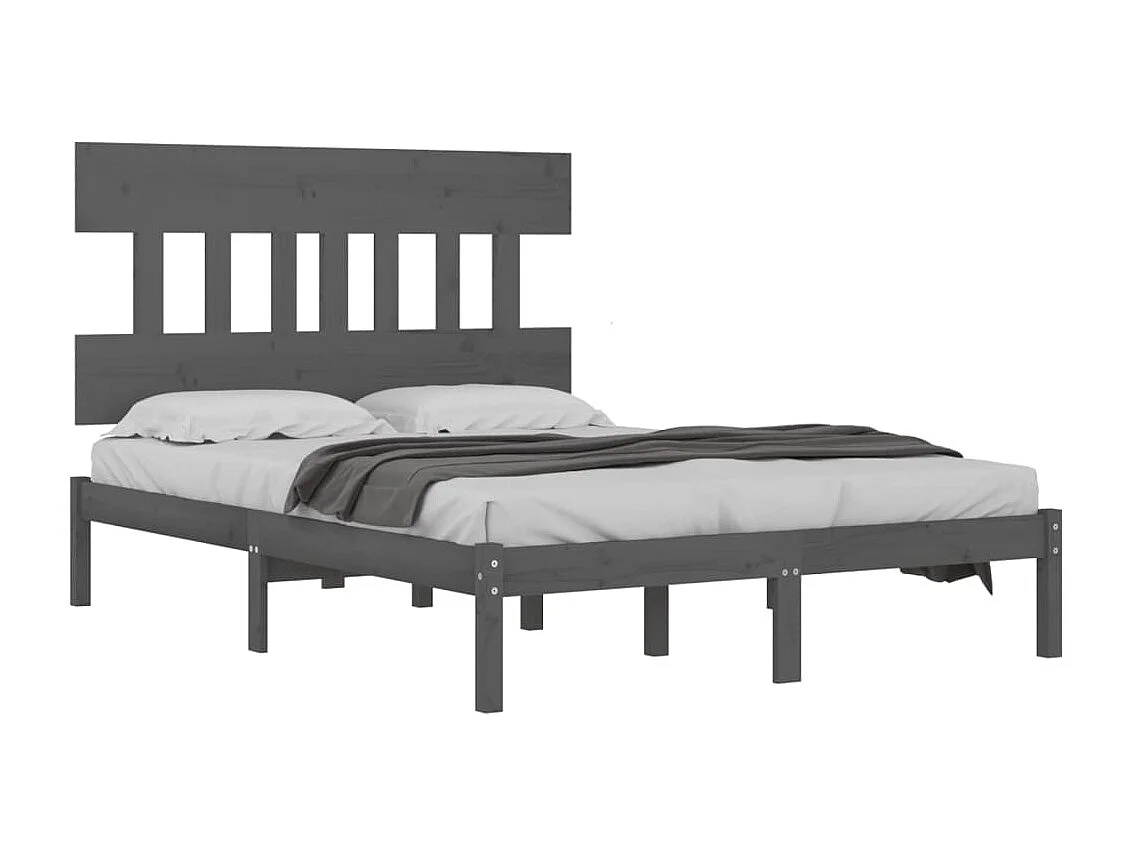 Lit-200x200 cm Gris Bois massif EGGB79722