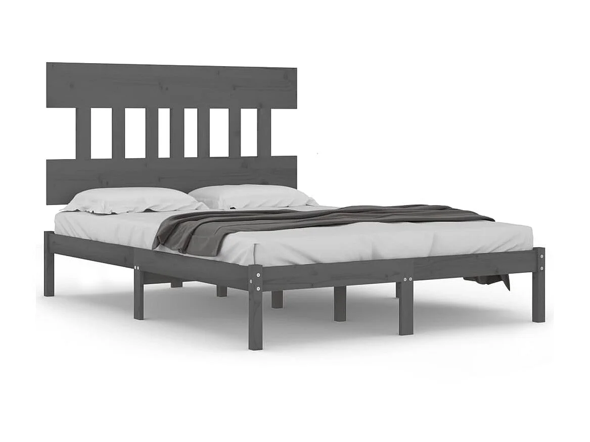 Lit-200x200 cm Gris Bois massif EGGB79722