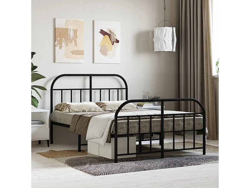 Cama com cabeceira e pés 120x190 cm metal preto PT516261