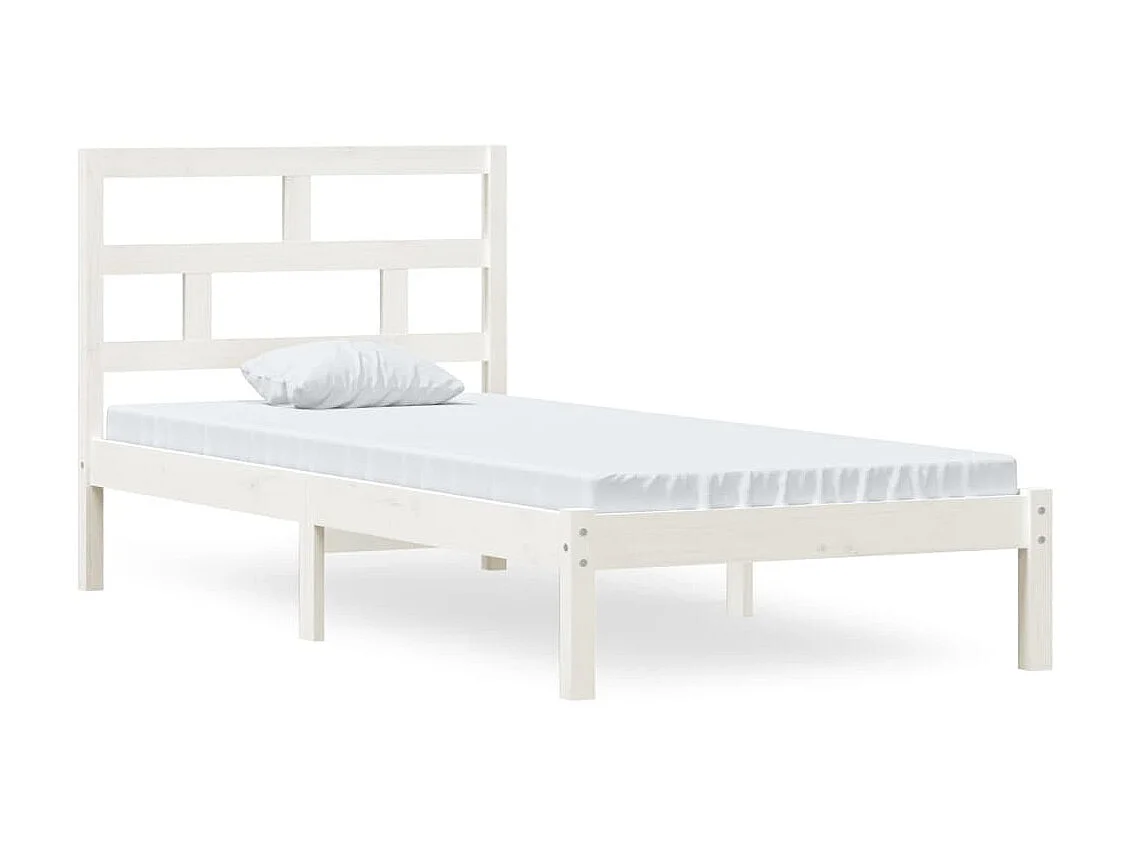 Cama 90x200 cm pinho maciço branco PT173384