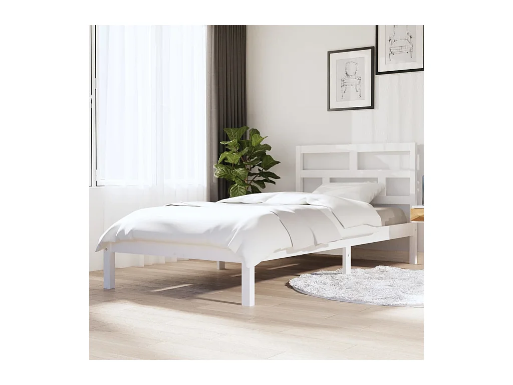 Lit-90x200 cm Blanc Bois de pin massif EGGB54283