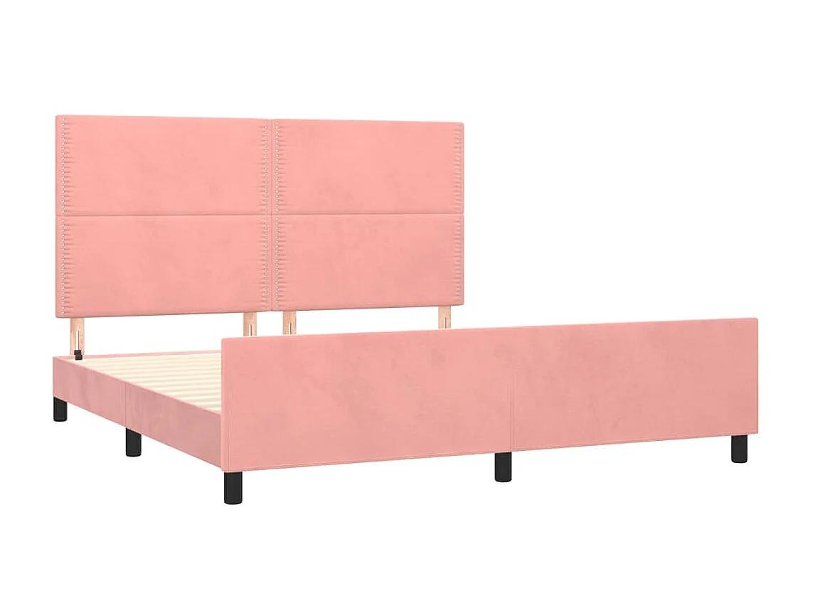 Bedframe met hoofdeinde fluweel roze 180x200 cm NL56824