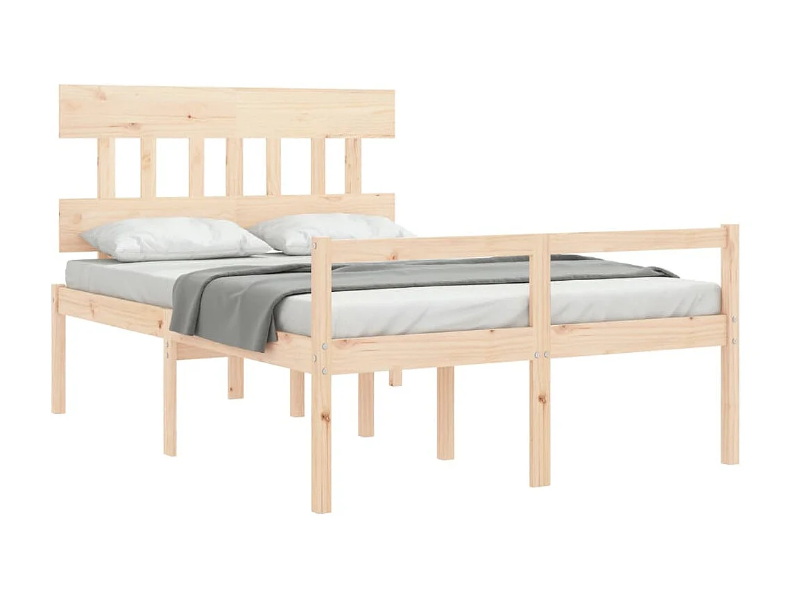 Lit-120x190 cm pour personne âgée et tête de lit petit double bois massif EGGB37676