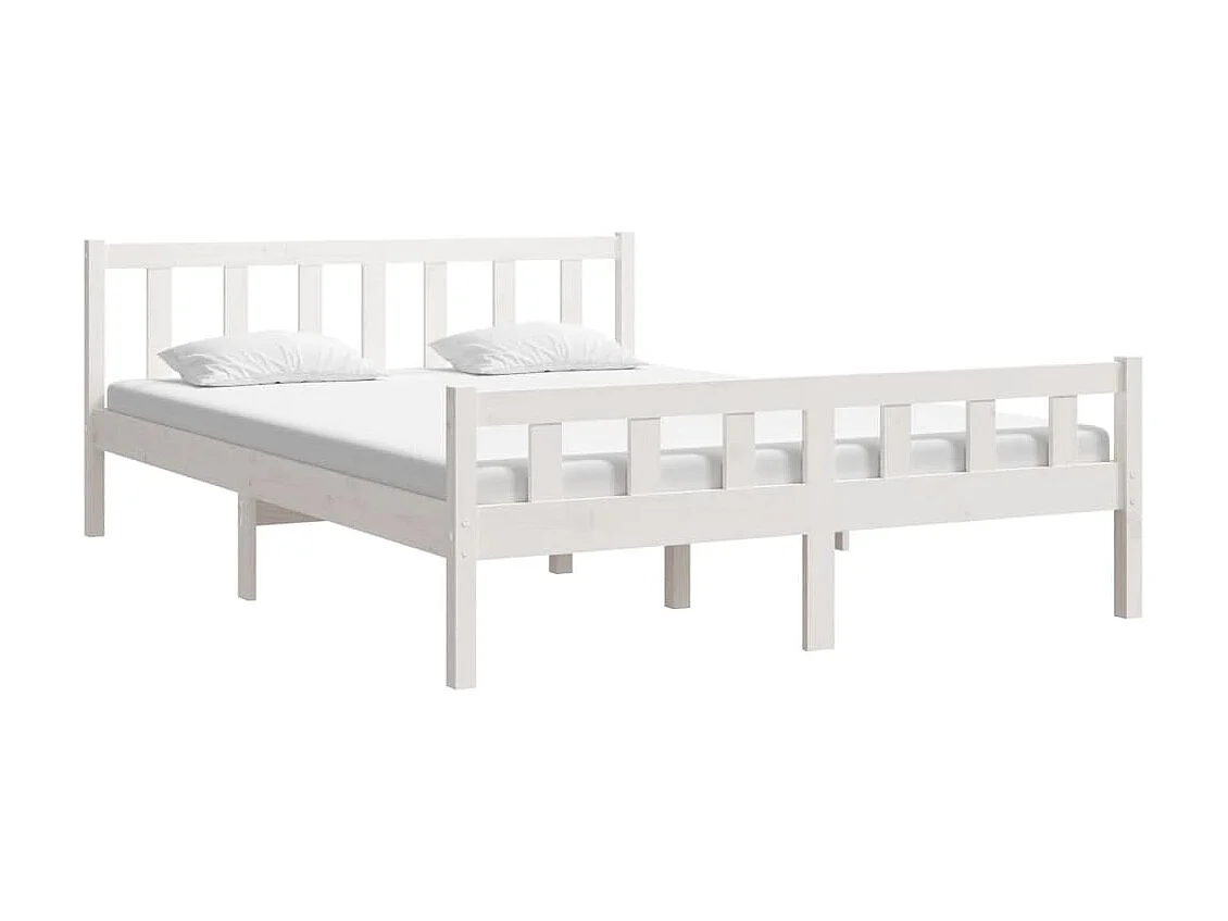 Lit-150x200 cm blanc bois massif très grand EGGB92723