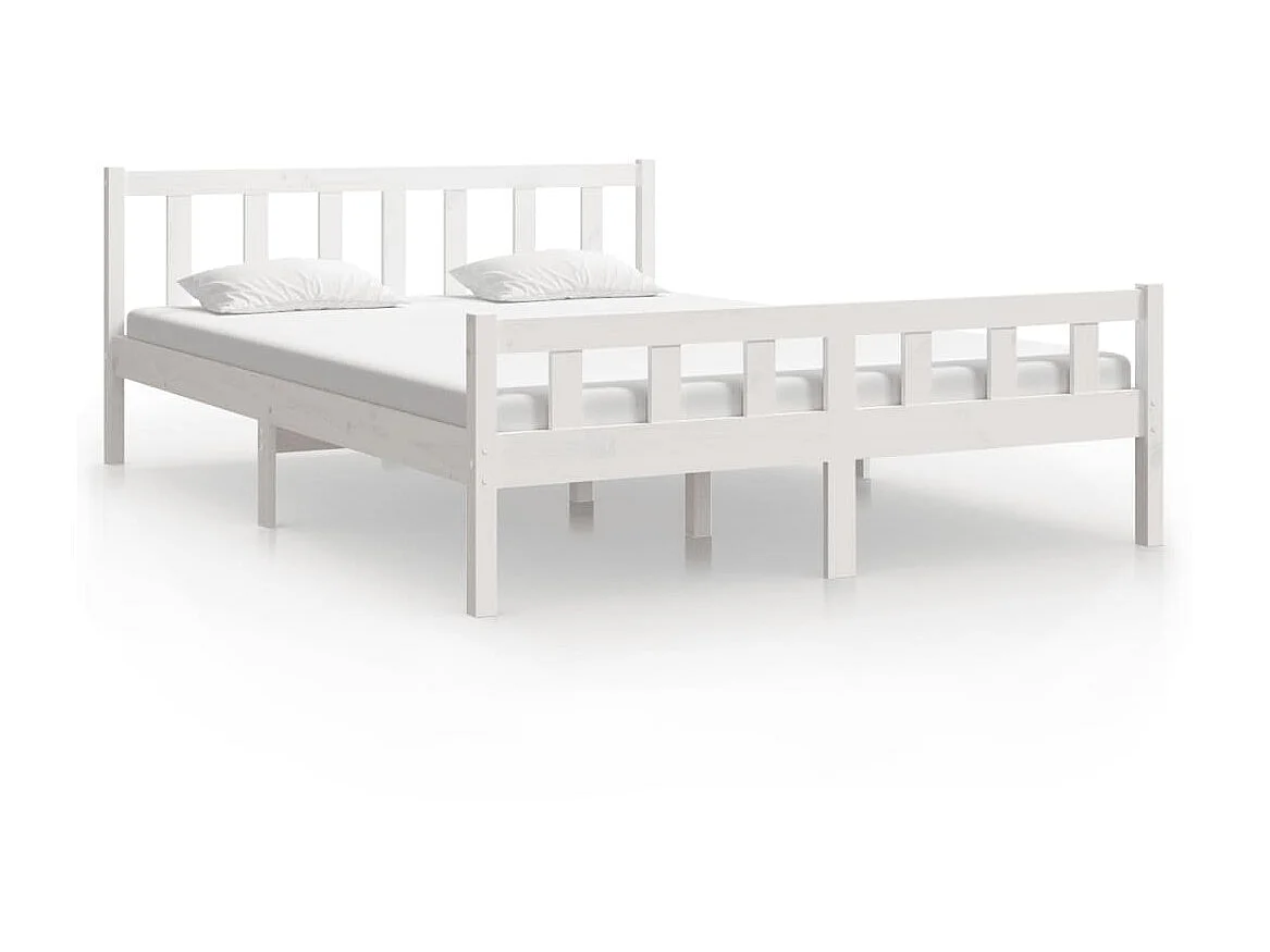 Lit-150x200 cm blanc bois massif très grand EGGB92723