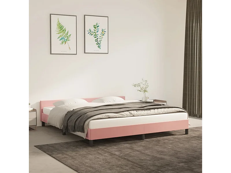 Lit-180x200 cm avec tête de lit Rose Velours EGGB99695