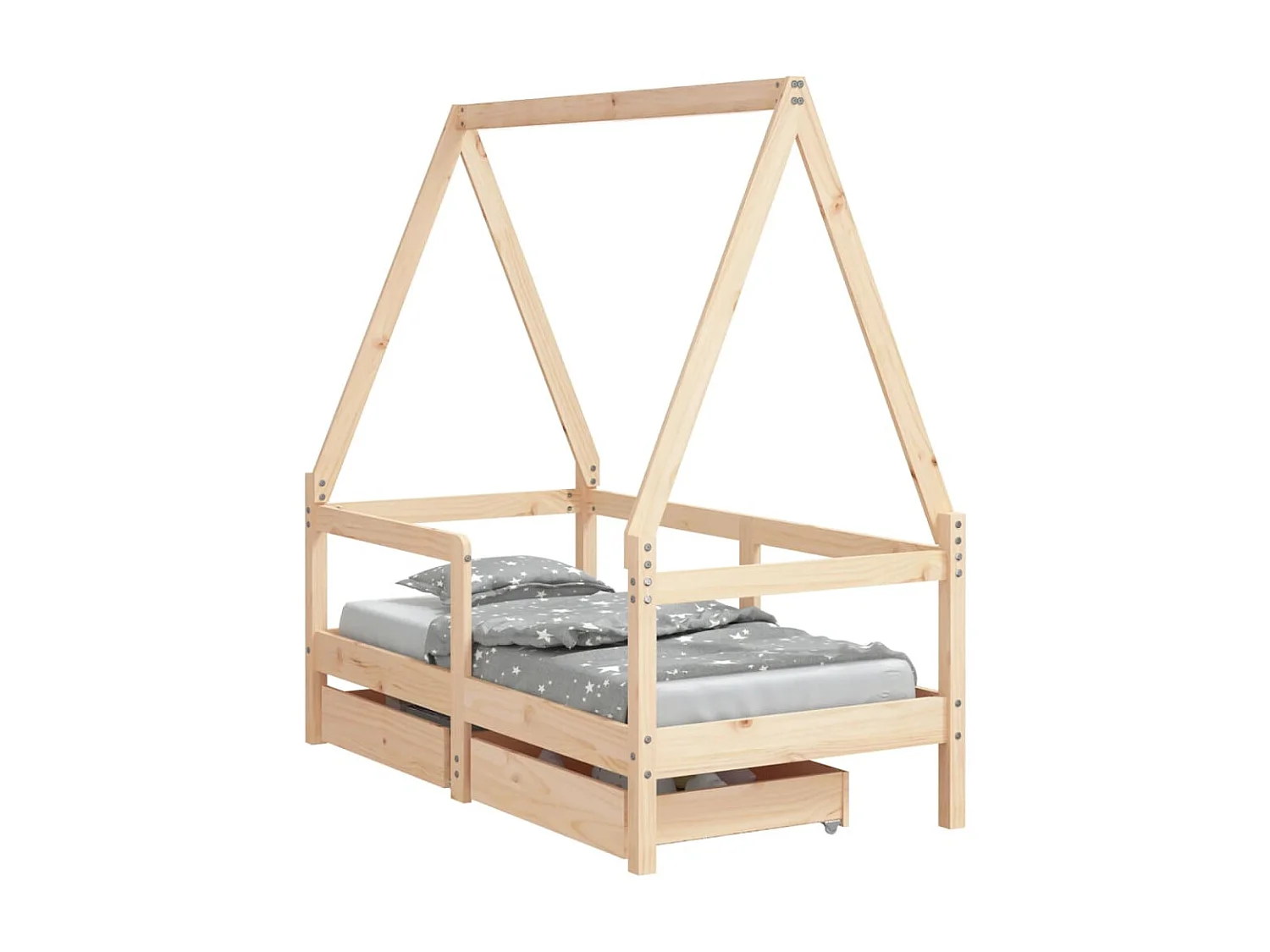 Cama 70x140 cm para niños con cajones madera pino ES17425