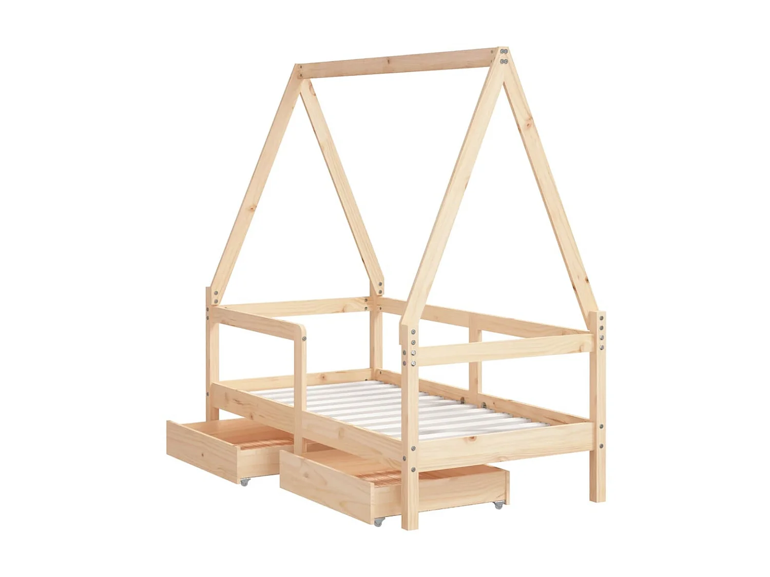 Cama 70x140 cm para niños con cajones madera pino ES17425