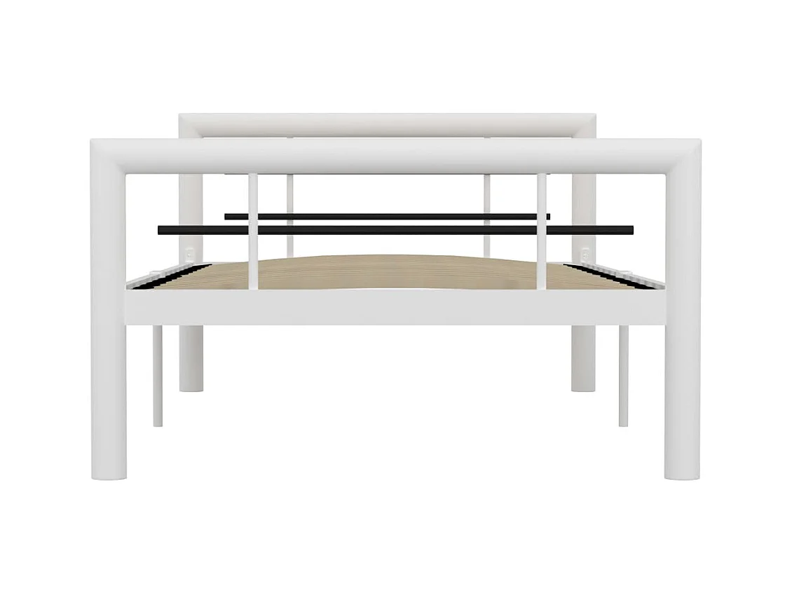 Cama 90x200 cm de metal blanco y negro ES86199