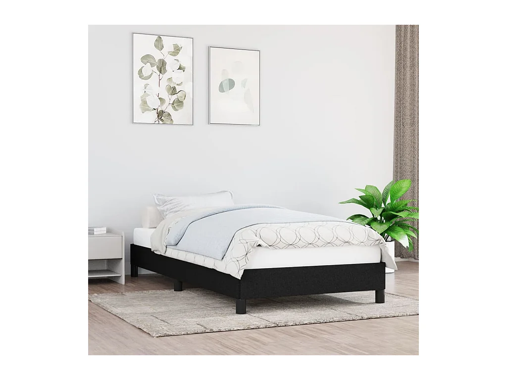 Lit-90x190 cm Noir Tissu EGGB63156