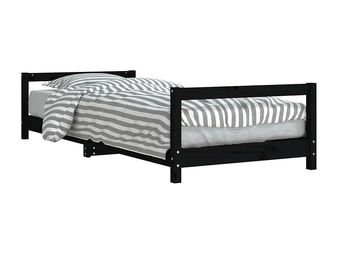 Lit-90x200 cm pour enfants noir bois de pin massif EGGB56987