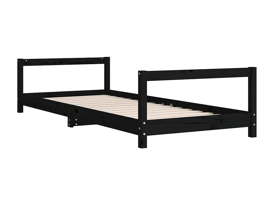 Lit-90x200 cm pour enfants noir bois de pin massif EGGB56987