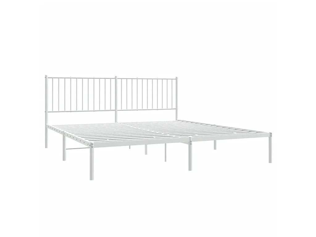 Cama 180x210 cm de metal con cabecero blanco ES50944