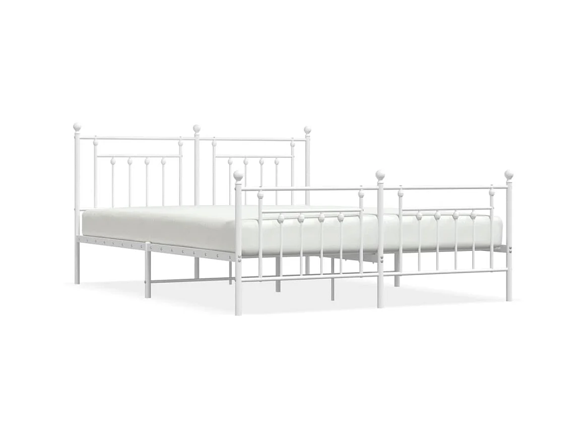 Lit-160x200 cm métal avec tête de lit/pied de lit blanc EGGB91516
