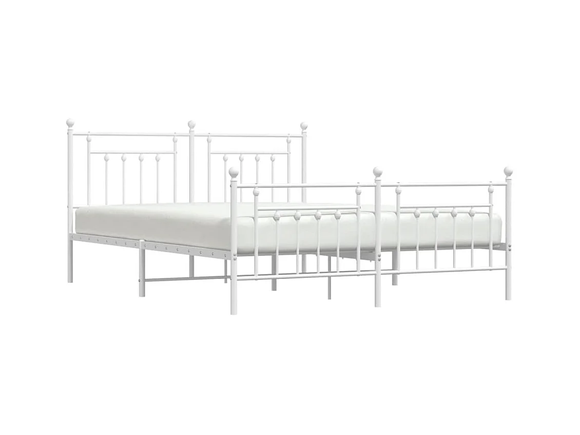 Lit-160x200 cm métal avec tête de lit/pied de lit blanc EGGB91516