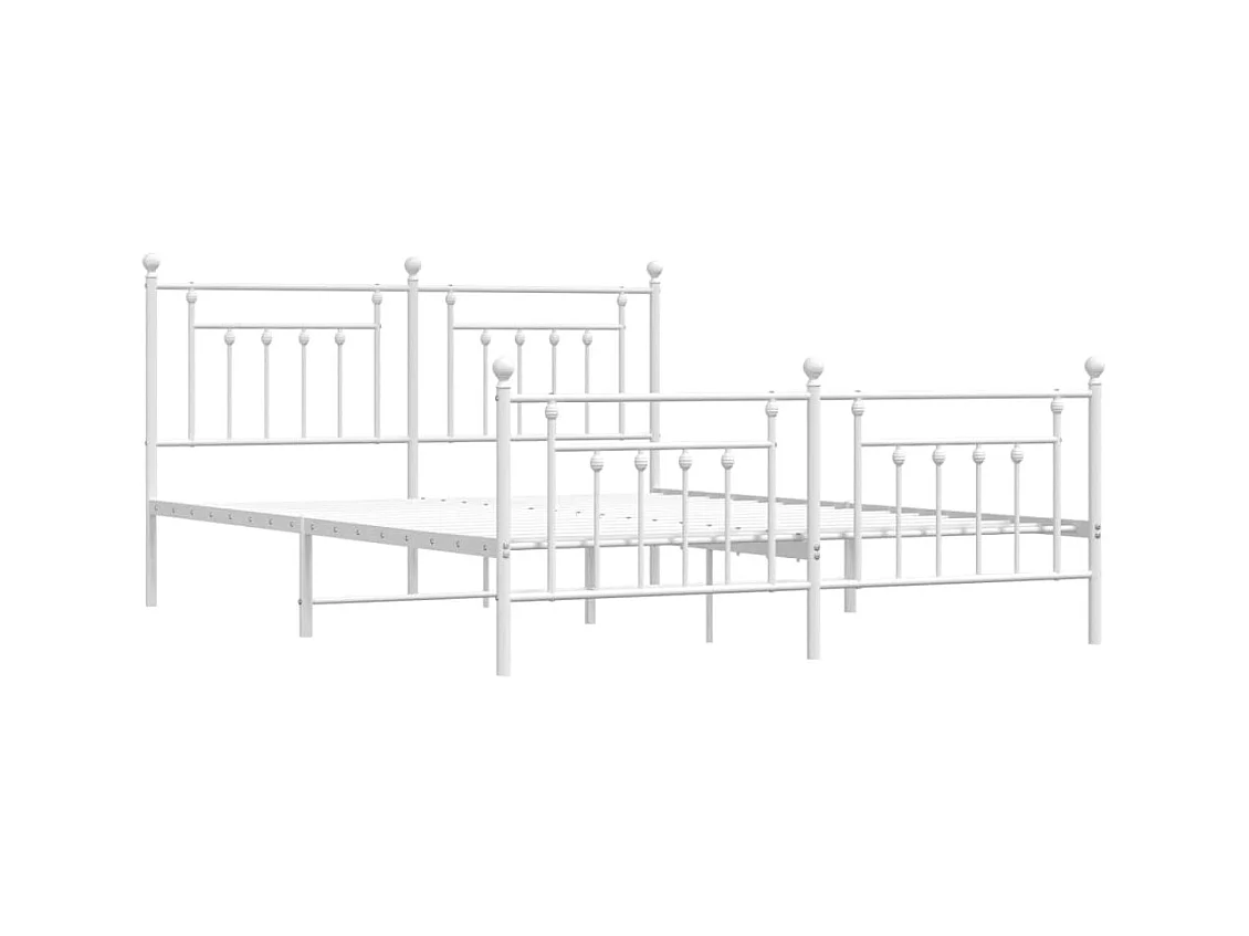 Lit-160x200 cm métal avec tête de lit/pied de lit blanc EGGB91516