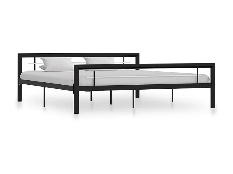 Lit-180x200 cm Noir et blanc Métal EGGB79664