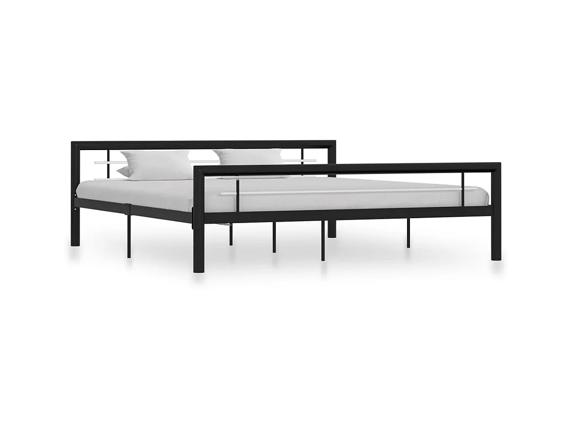Lit-180x200 cm Noir et blanc Métal EGGB79664