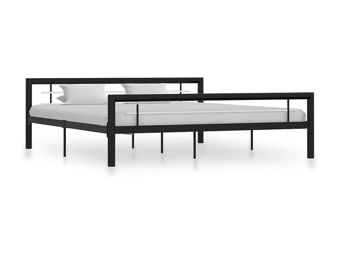 Lit-180x200 cm Noir et blanc Métal EGGB79664