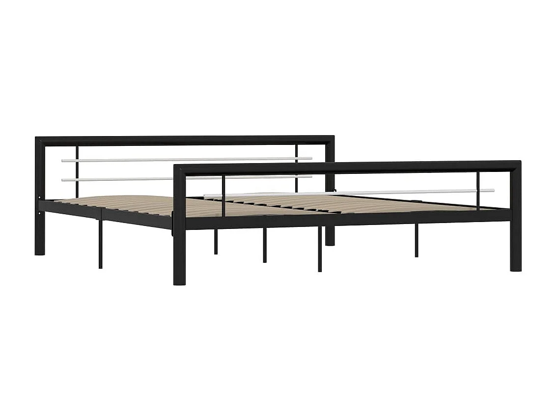 Lit-180x200 cm Noir et blanc Métal EGGB79664