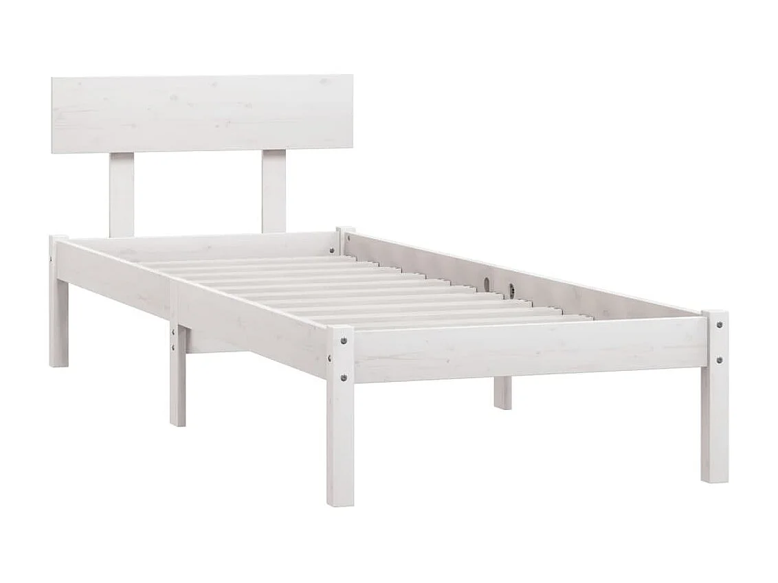 Cama pequena solteiro 75x190 cm madeira maciça branco PT805477