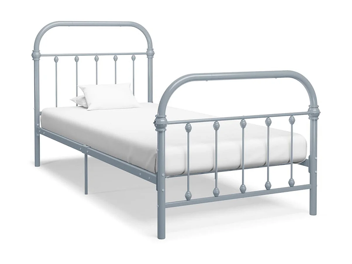 Cama 90x200 cm metal cinzento PT658445