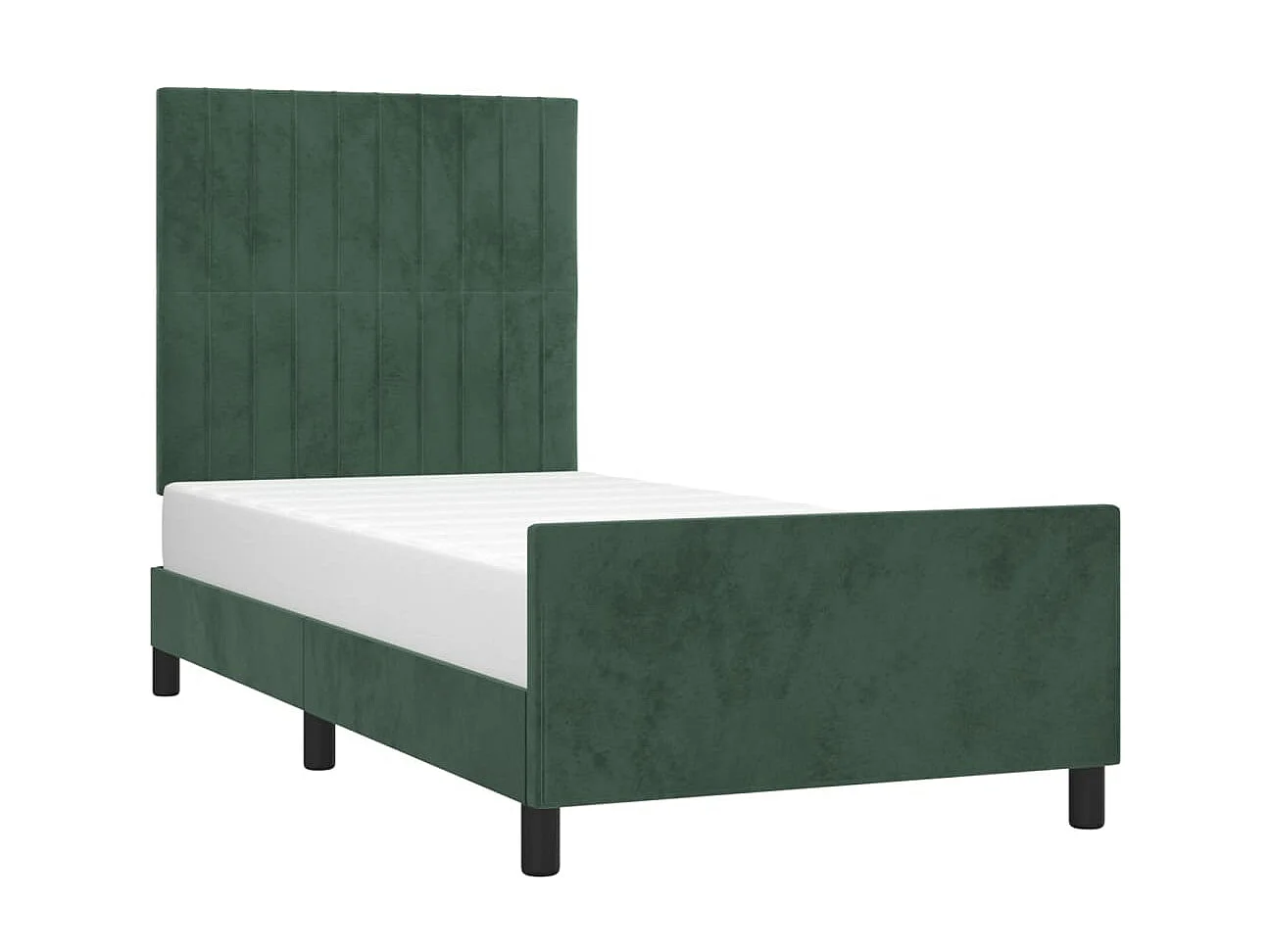 Cama c/ cabeceira 90x190 cm veludo verde-escuro PT525151