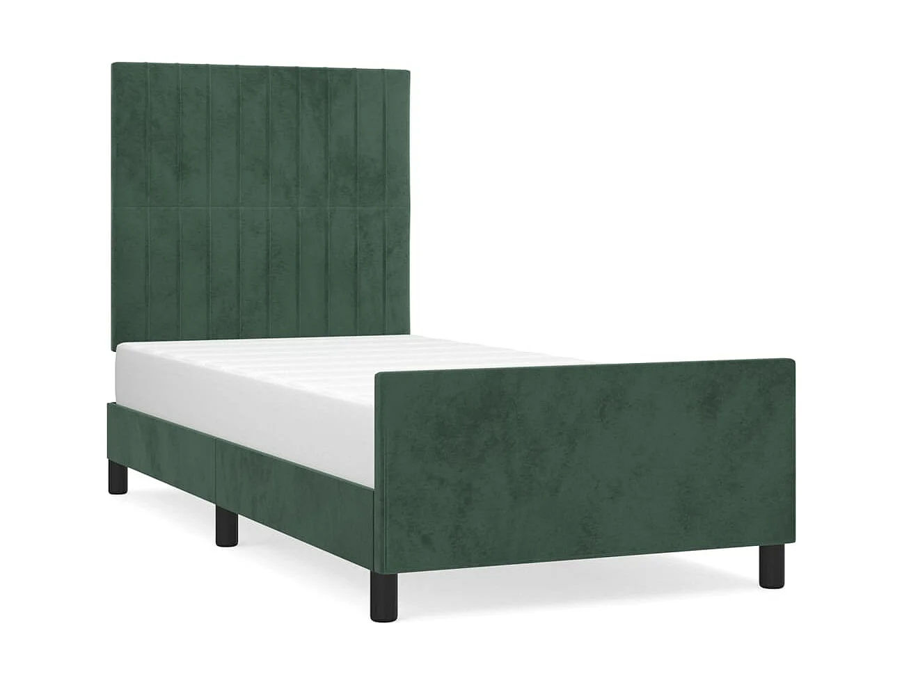 Lit-90x190 cm avec tête de lit Vert foncé Velours EGGB92891
