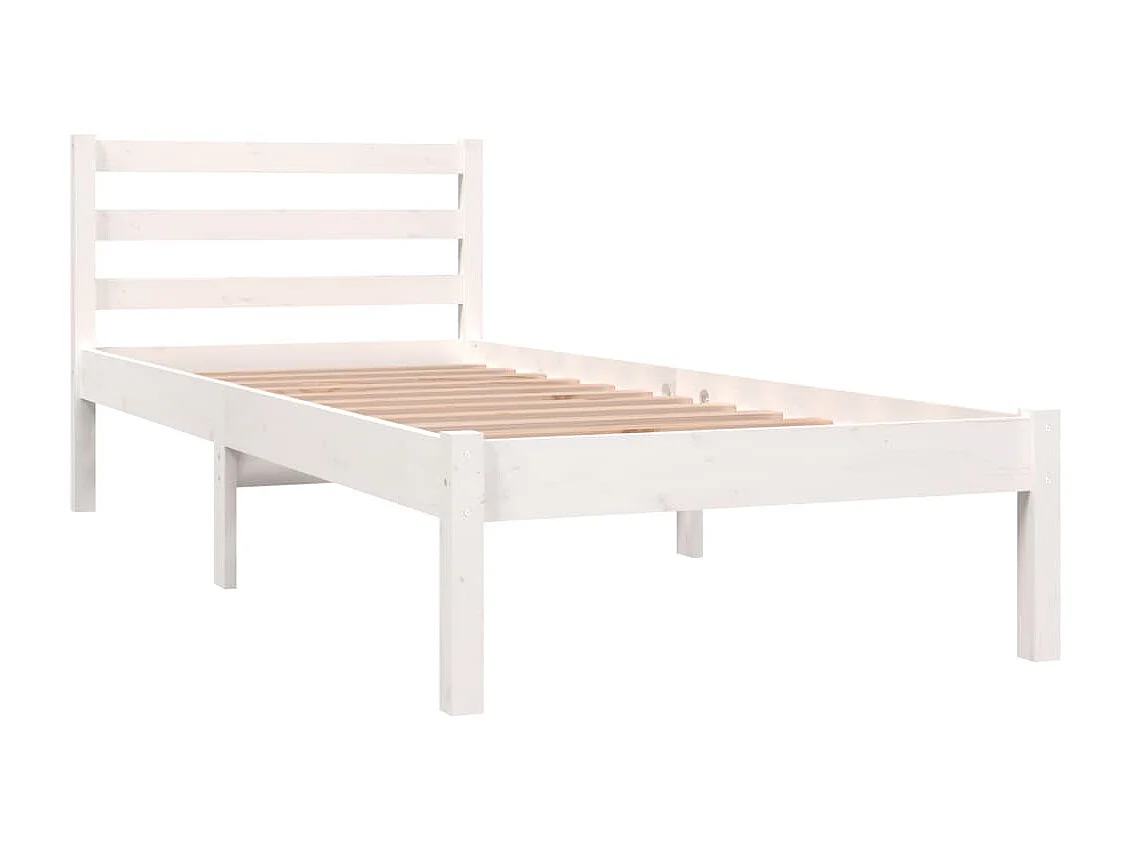 Cama pequena solteiro 75x190cm pinho maciço branco PT871303